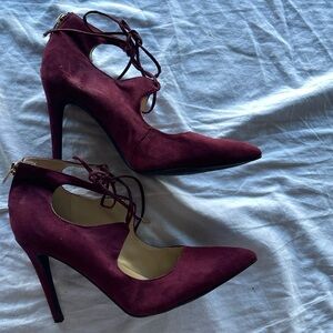Marc Fisher Maroon suede high-heel 
Burgundy ankle strap heels sz 6